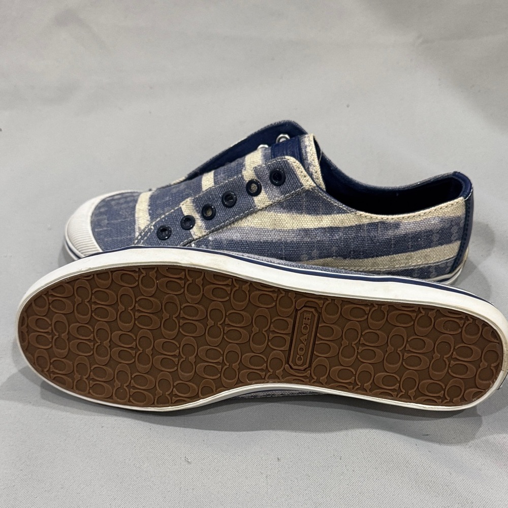 Coach Blue and Cream Slip-On Sneakers - Picture 7 of 10